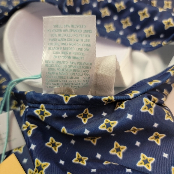 Kona Sol Tankini Top Blue With White And Gold Accents Size S (4-6) - Picture 8 of 8